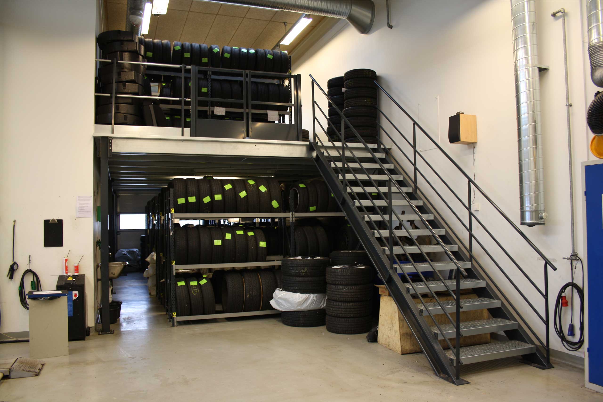 Dækreoler på en mezzanine